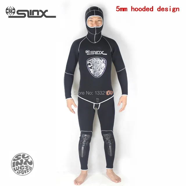 Cheap Slinx AQUITAUA neoprene 5mm wetsuit 2pcs top +bottom for scuba diving clothes spear fishing snorkeling swimming warm wears