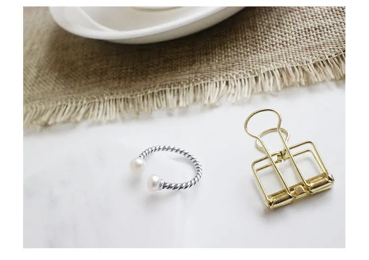 Шанис стерлингового серебра 925 пробы с открытым кольцо для Для женщин пеньковая веревка с создана жемчужина ретро Стиль полые женские