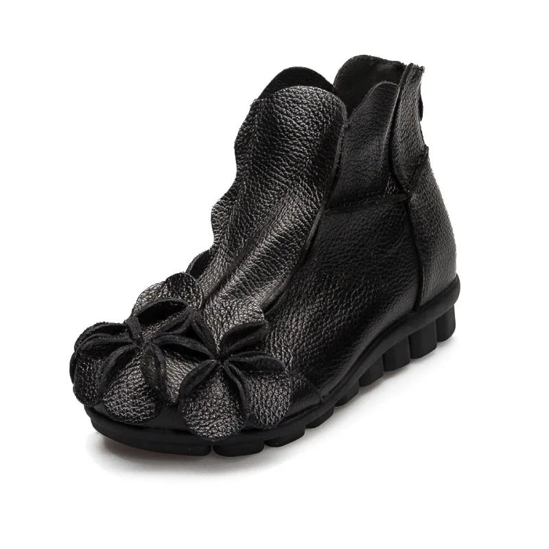 

Spring and Autumn National Wind Boots Women Casual Leather Women's Boots Handmade Soft Bottom Comfortable Women's Tide Shoes