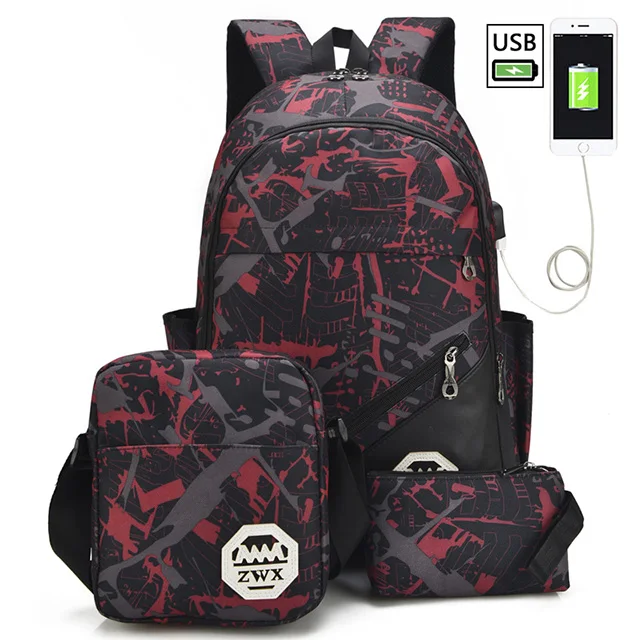 Большой Вместительный школьный рюкзак, школьные сумки для подростков, мальчиков и девочек, детский школьный водонепроницаемый рюкзак, Детский Рюкзак Mochila Escolar - Цвет: Red Set