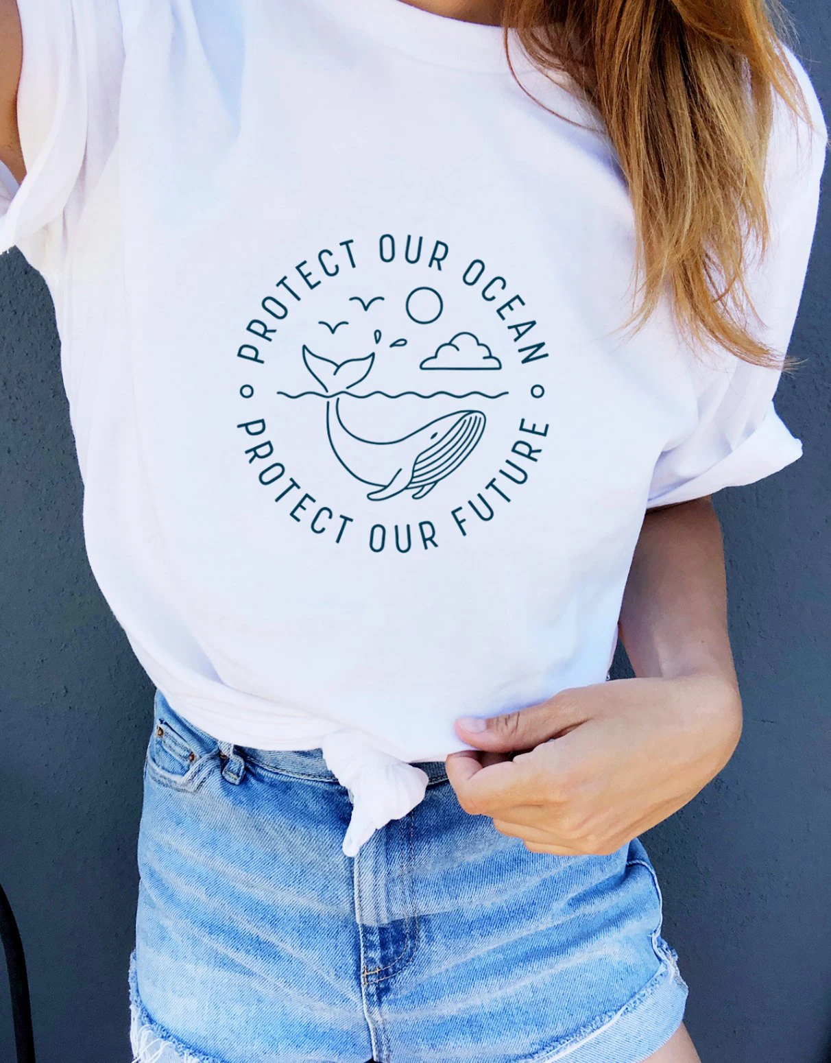 

Protect Our Ocean Protect Our Future Slogan Women Tops Tees White Summer Short Sleeved Tshirts Tumblr Vintage Graphic T Shirt