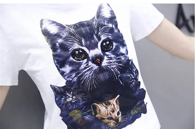 5XL большой размер 2019 летний комплект из 2 предметов штаны костюмы для женщин кошка