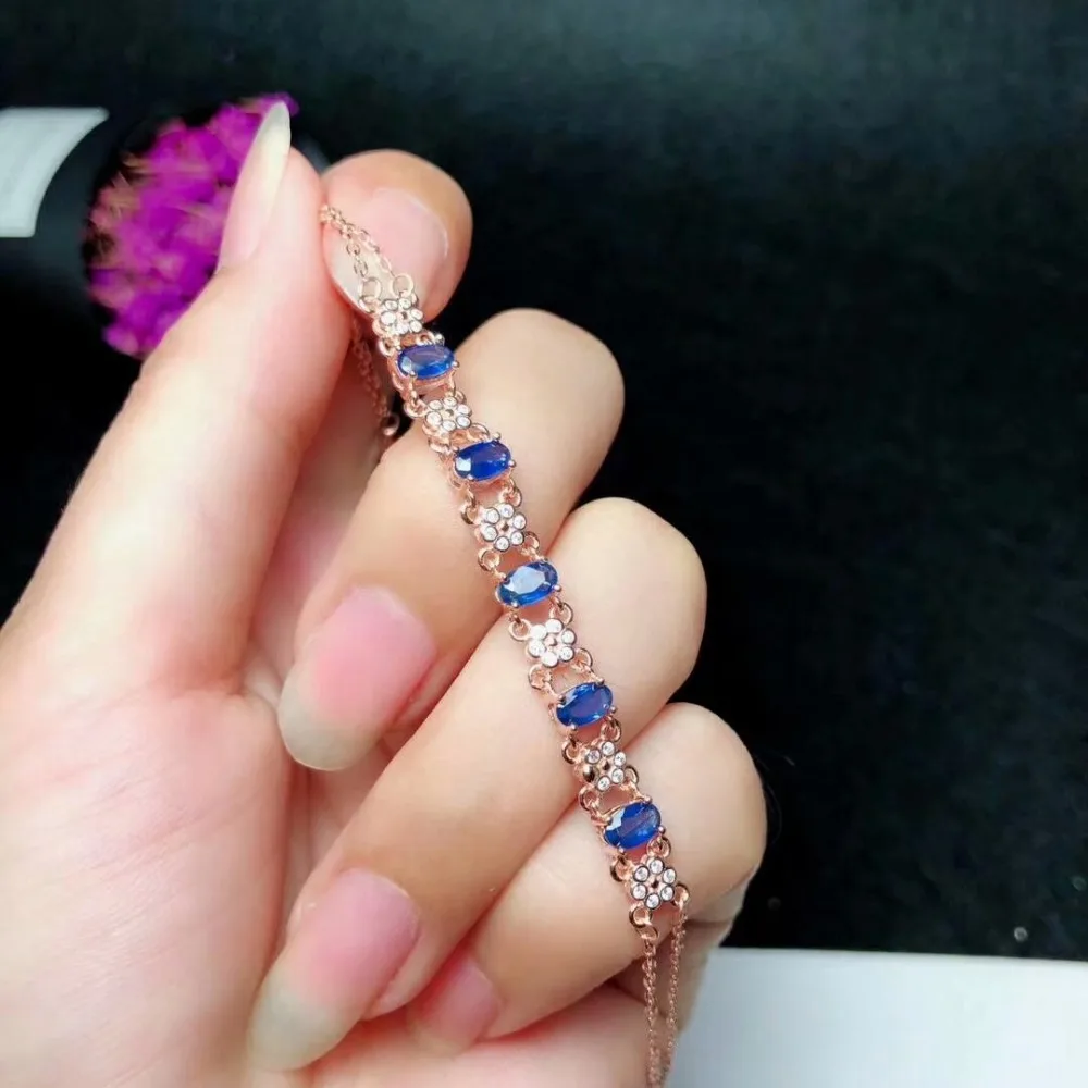 Shilovem стерлингового серебра 925 натуральный сапфир браслеты ювелирные украшения мода новый 2018 3 * мм 5 мм подарок для женщин yhl030501agl