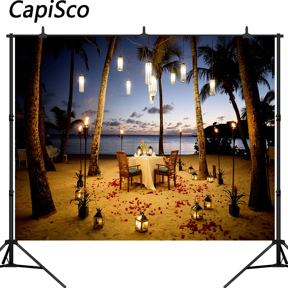 

Capisco photography backdrop night Wedding Romantic Love Seaside Scene Photographic Background Photo Backdrops Photo Studio