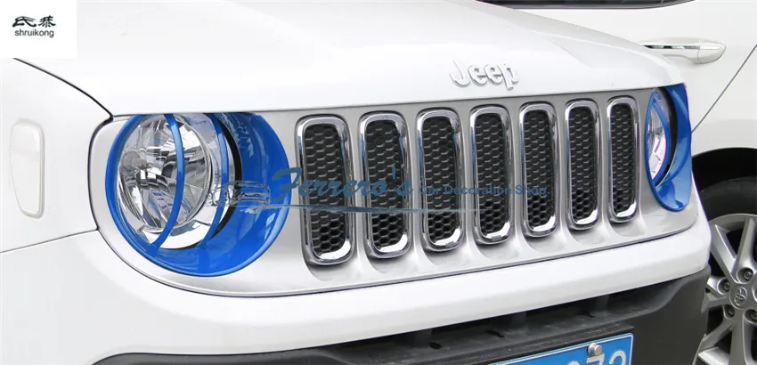 Для JEEP Renegade 2 шт./партия ABS хромированные автомобильные аксессуары Автомобильные наклейки головной свет лампы крышка декоративная рамка