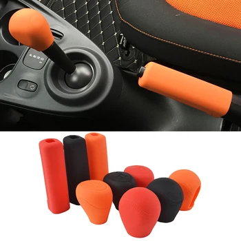 For Benz Smart Fortwo 07-17 Silicone Car Gear Knob Cover Shift Gear Head Covers Skin Non Slip Handbrake Hand Brake Key Case Mat auto gear