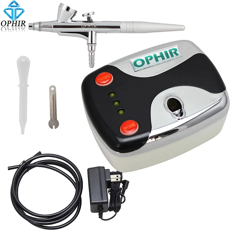 

OPHIR Makeup Airbrush Kit with Mini Air Compressor Single Action Airbrush for Nail Art Cosmetics Body Painting _AC002+AC007