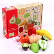 Магнитный имитирующий набор игрушечной посуды для фруктов, Деревянный конструктор на магнитах игрушка-фрукт, детский фруктовый ломтик, деревянный блок, подарок