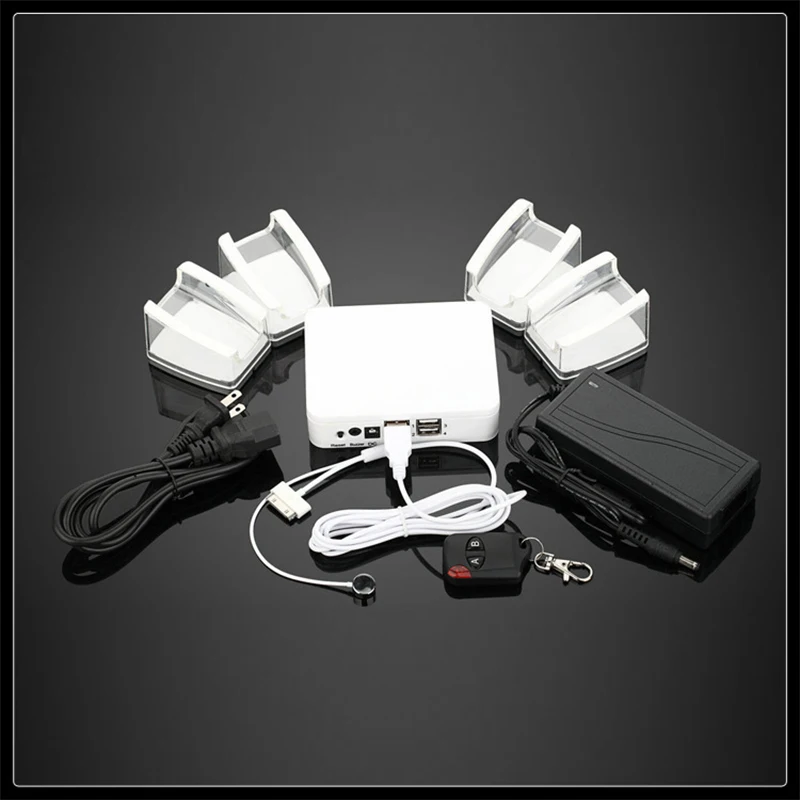

4 port cell phone security display tablet alarm stand mobile phone anti theft device with acrylic stand,security box cable