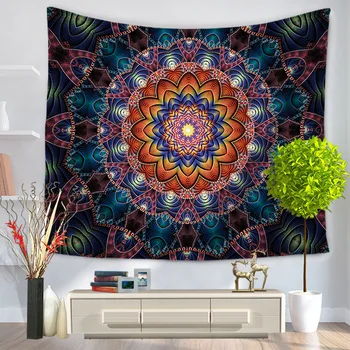 

Chromatic Mandala Tapestry Wall Hanging Tapestries Boho Bedspread Beach Towel Yoga Mat Blanket Table Cloth 200*150/150*130c