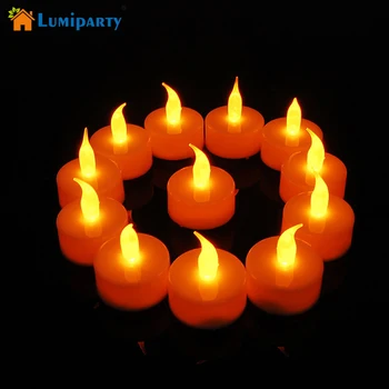 

Lumiparty 12pcs Yellow Led Candles for Wedding Decoration Velas without Candle Holders Electronic Fameless LED Candle Nightlight