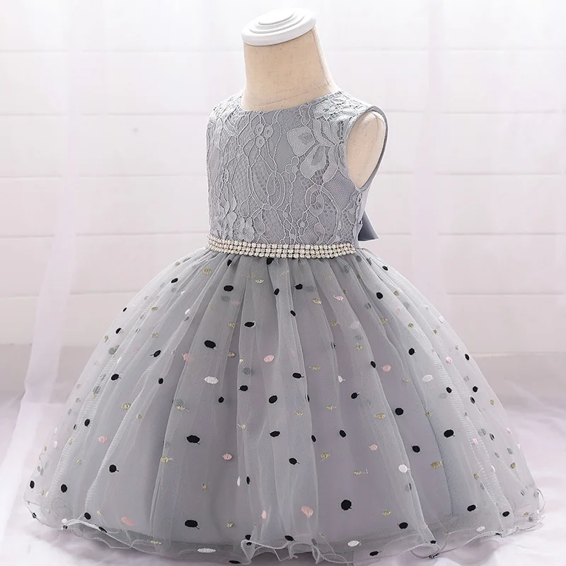 Children's Birthday Princess Party Dress Girl Baby Wave Point Mesh Bridesmaid Elegant Dress Girl Baby Clothes