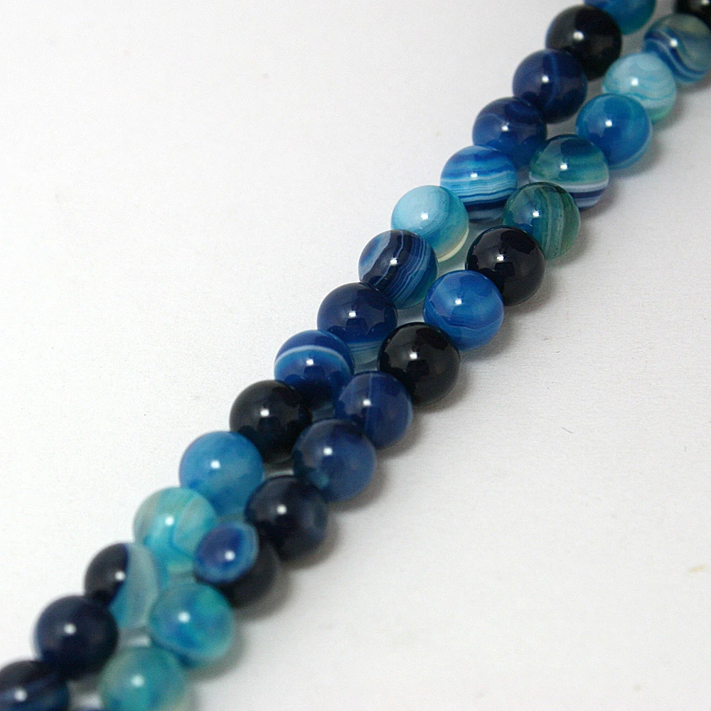 10 Mm Naturel à Rayures Bleu Turquoise Gemstone Round Loose Bead 15/" AAA
