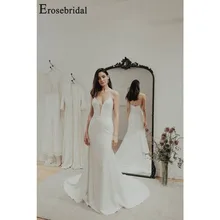 Erosebridal Новое поступление пикантные Свадебные платья на бретельках с v-образным вырезом Свадебные платья без рукавов женское свадебное платье с открытой спиной