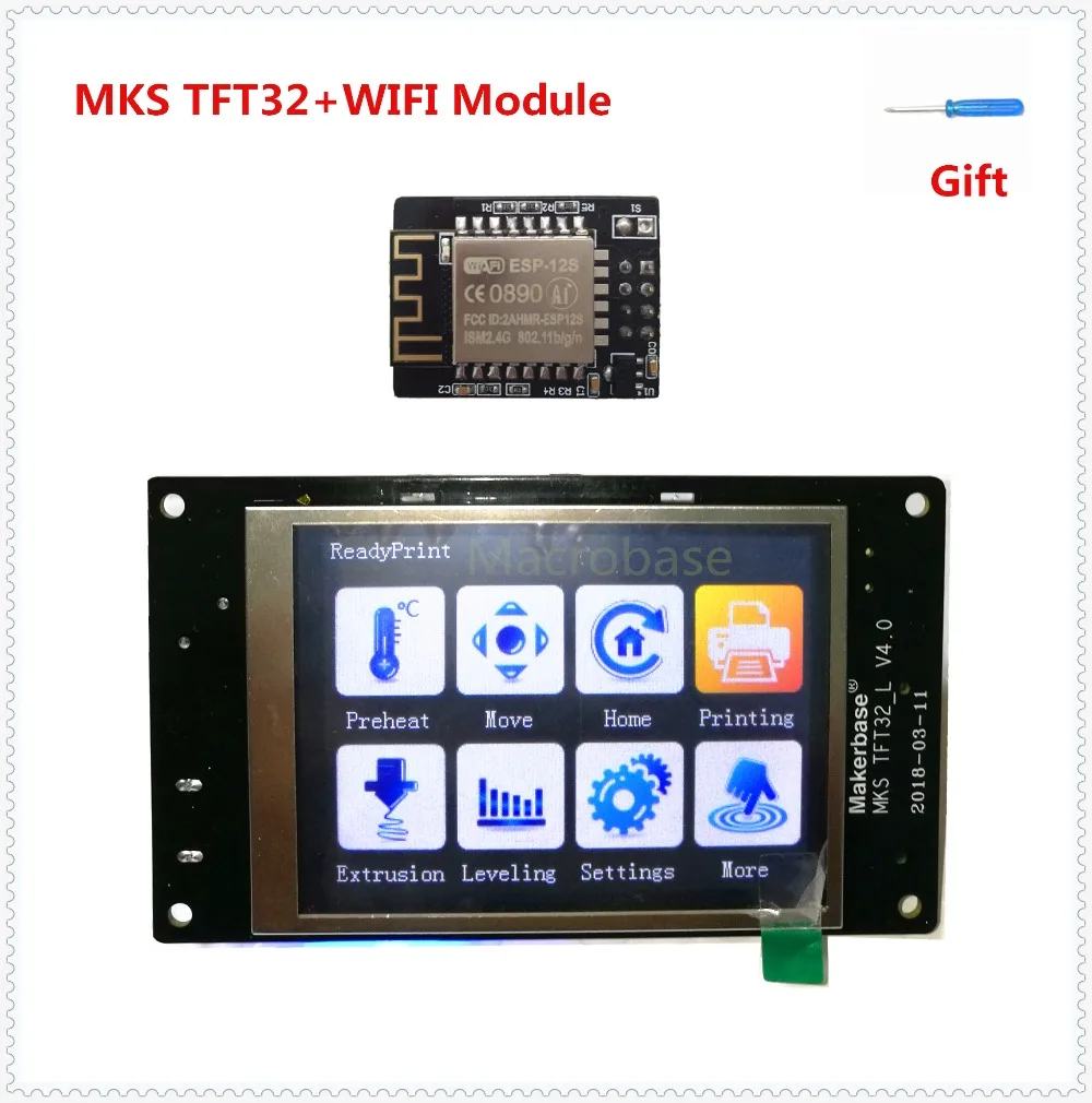 

MKS TFT32 v4.0 touch screen + MKS WIFI module splash lcds smart controller touching TFT3.2 display RepRap TFT monitor