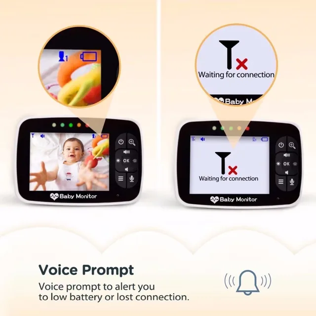 3.5Inch Wireless Intercom Temperature Display Baby Monitor Feeding Alarm 2