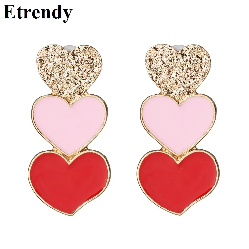 

Fashion Heart Drop Earrings For Women 2019 Personality Statement Hanging Big Earrings Jewelry Red Pink