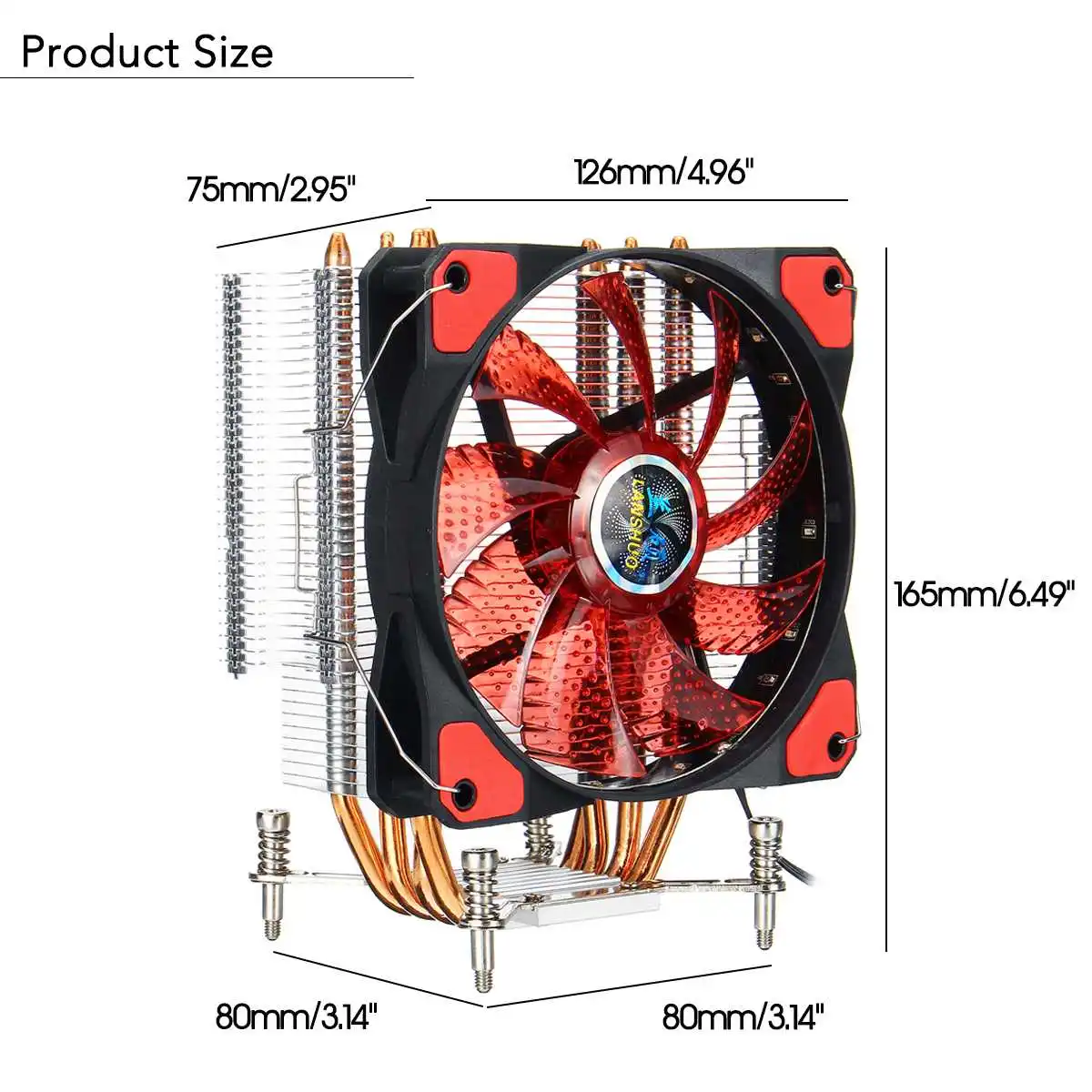 4 тепловых трубки кулер для процессора Intel LGA 2011/X79 12 см вентилятор охлаждения cpu RGB Вентилятор охлаждения кулер ПК тихий радиатор красный