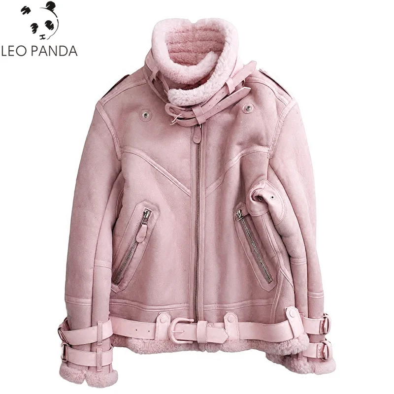 

2019 Winter Women Superior quality Genuine Leather Jacket Natural Merino Sheep Fur Jacket Sheepskin Coat Real Leather Jacket