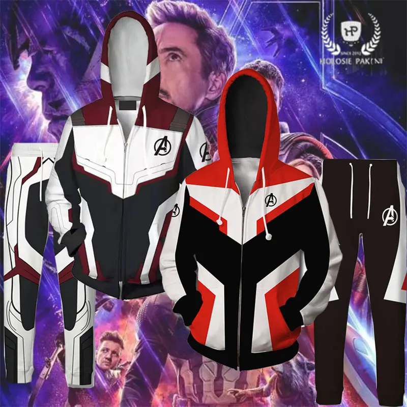 

Avengers Endgame Quantum Realm 3D Print Hoodies Sweatshirts Captain America Zipper Hooded Casual Coat Sweatpants