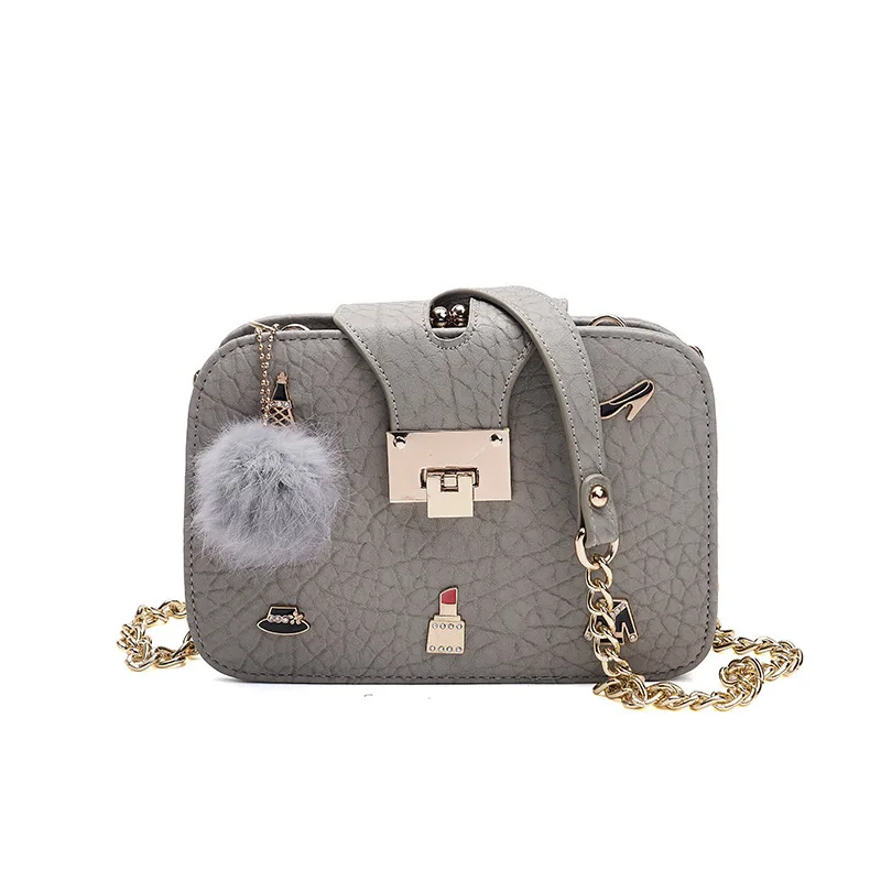 

2019 New Small Square Woman Chain Clip Ma'am Badge Lock Catch Small Bag Single Shoulder Span Zero Group China Versatile B465