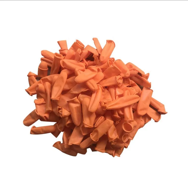 

Orange white non-slip Point Fingertips Labor Wear-resistant Thick Rubber Silicone Disposable Industrial Protective Finger Cots