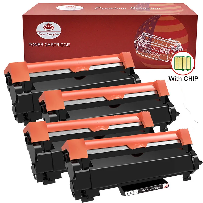 Тонер Королевство 4 x TN760 картридж совместимый для брата DCP L2550DW MFC L2710DW HL L2350DW L2395DW
