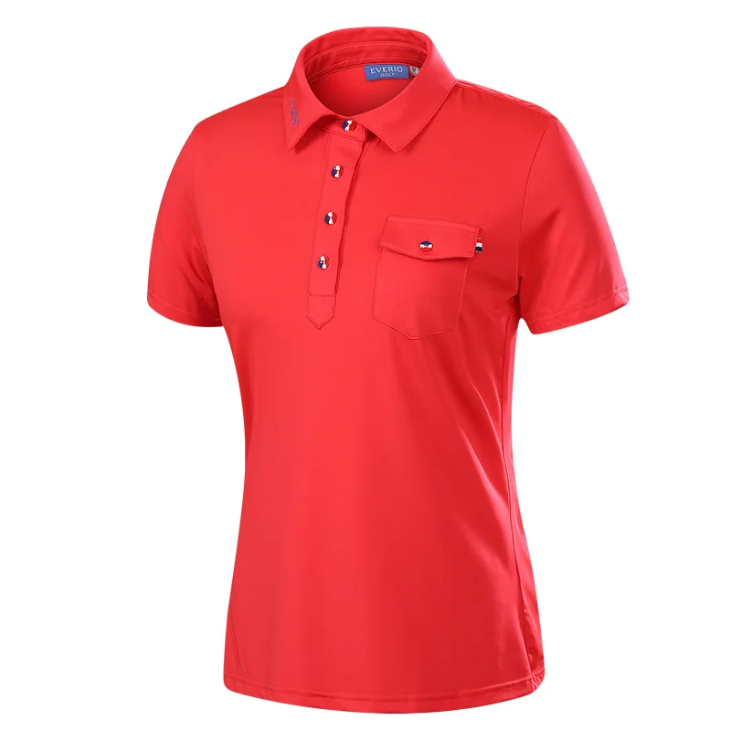 EVERIO 2017 women Golf Sportswear ladies summer short sleeves Slim With Pockets Golf shirt