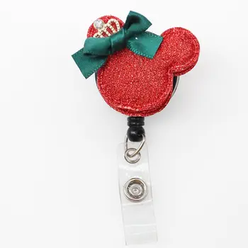 

Felt bow-knot red mini mouse Retractable Reel ID Badge Holder Lanyard Clip Rn Nurse