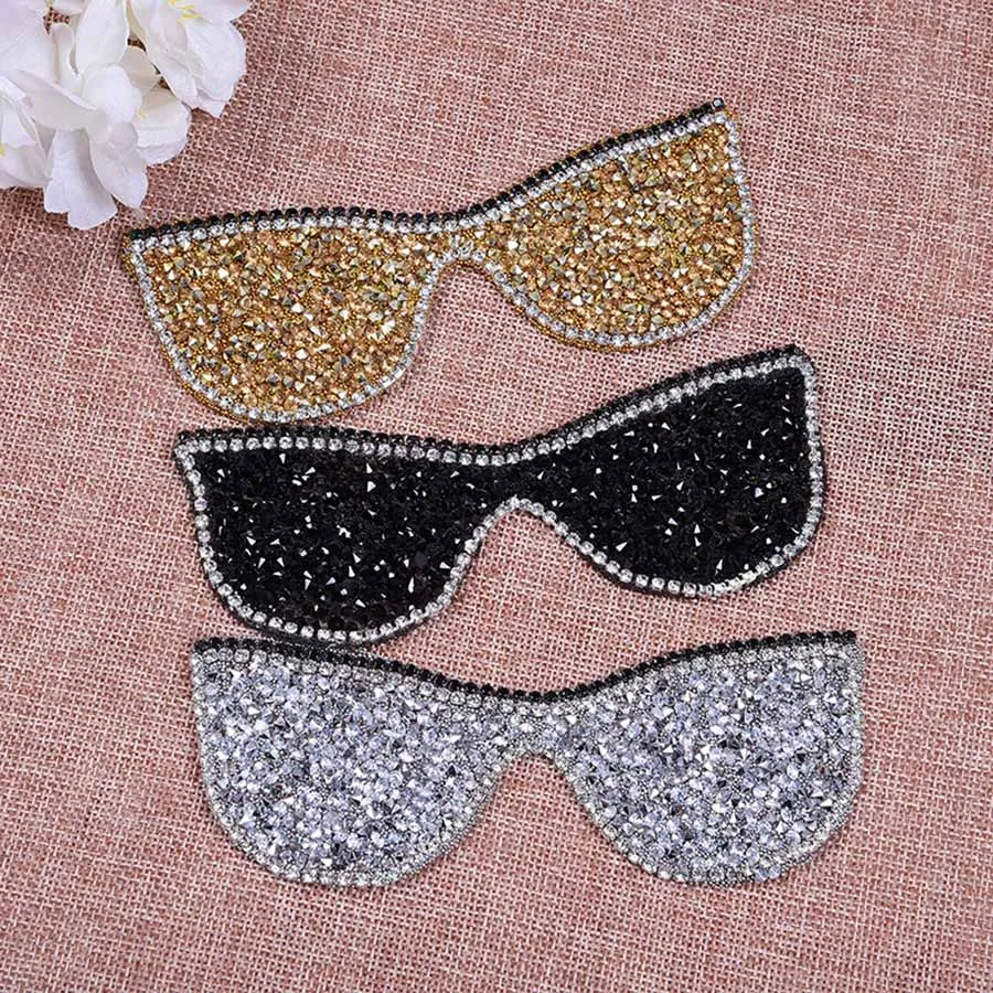 Fashion Patches For Clothes Embroidered Shiny Glasses Pattern Rhinestone Cloth Sticker Dress Jacket DIY Sewing Patch01 (3)
