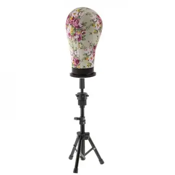 

Cork Canvas Block Mannequin Model Head Wigs Making Display with Tripod Stand 21''