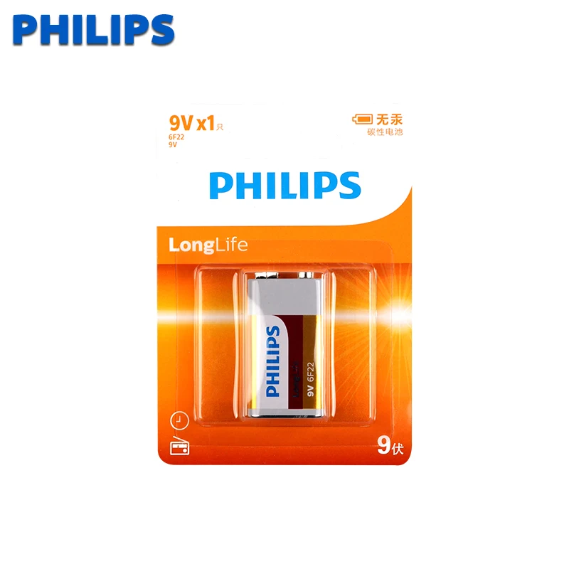 2 шт. сверхмощные сухие аккумуляторы philips PP3 6F22 6LR61 MN1604 9 В не перезаряжаемые для