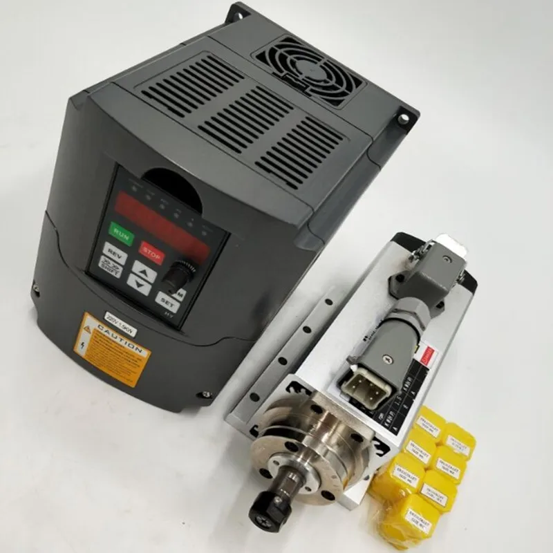 

New product 4kw ER25 air-cooled spindle motor air-cooled 18000rpm 4.0kw 220v / 380v square shaft and 4.0kw inverter