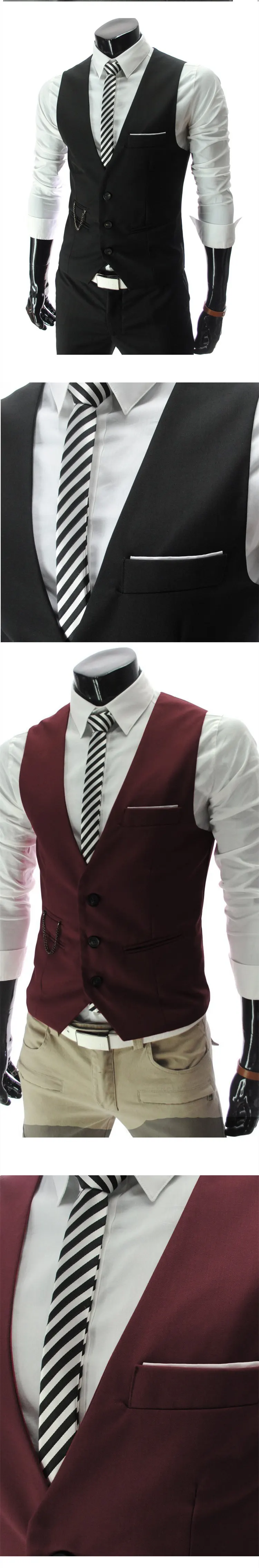 2019 для мужчин обтягивающие классические жилет s костюм с v-образным вырезом повседневное Формальные Черный, белый, серый, красный