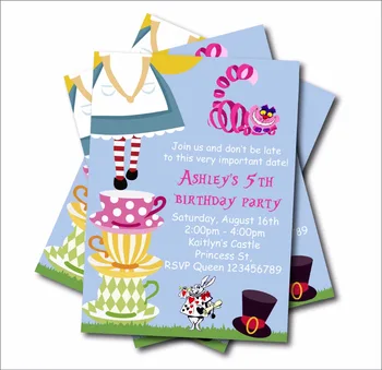 

14 pcs/lot Alice in Wonderland Birthday Party Invitation Vintage Wonderland Baby Shower Invites Birthday party decoration supply