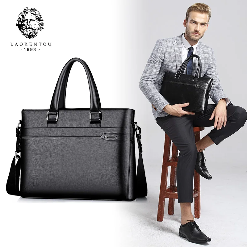 Goede Laorentou Mannen Crossbody Tas Echt Lederen Handtas Business Aktetas Schouder Tas Top Kwaliteit Real Leather Briefcase