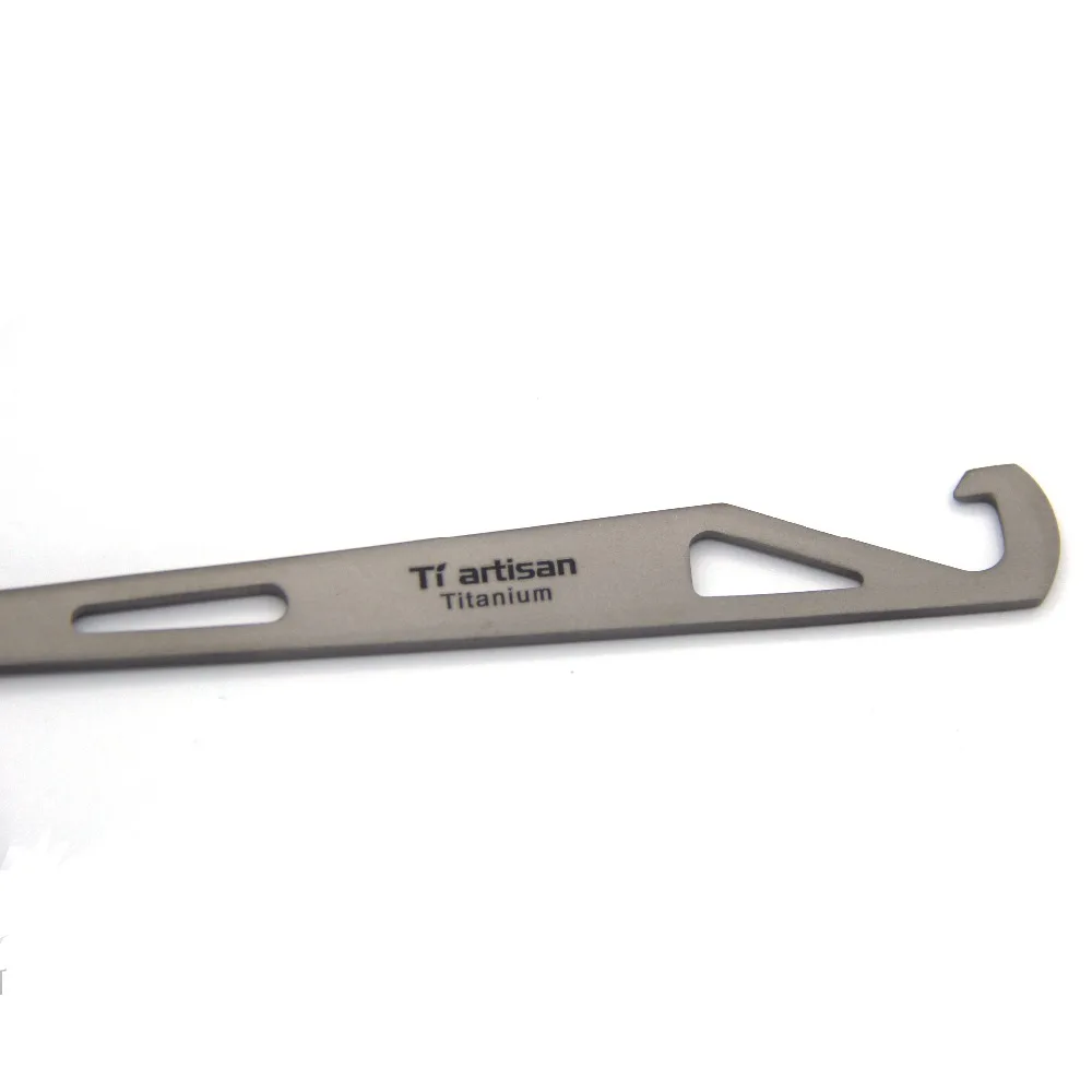 Tiartisan Titanium Sandblasting Outdoor Portable Straight Handle Multi-function Bottle Opener Tableware Household Spoon Ta8016