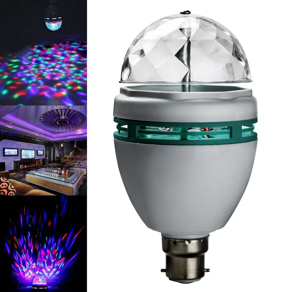 3W B22 LED Crystal Rotating Stage Bulb Party Disco DJ Bar Colourful Lamp New 
