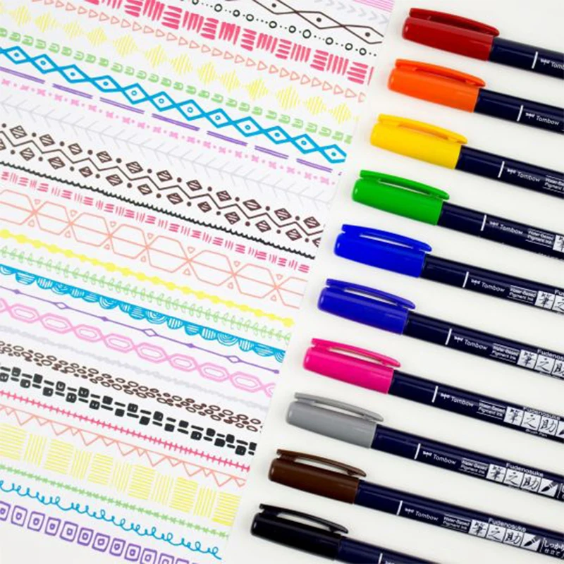 Tombow Fudenosuke цветные кисти для каллиграфии ручки для ручного письма художественный маркер цветная ручка для рисования Bullet Journal Design товары для рукоделия