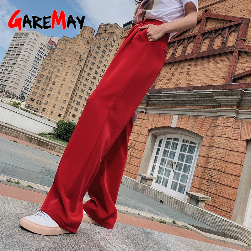 

Garemay 2019 Women High Waist Wide Leg Pants Long Loodr Office Solid Streetwear Trousers Casual Summer Women's Pants