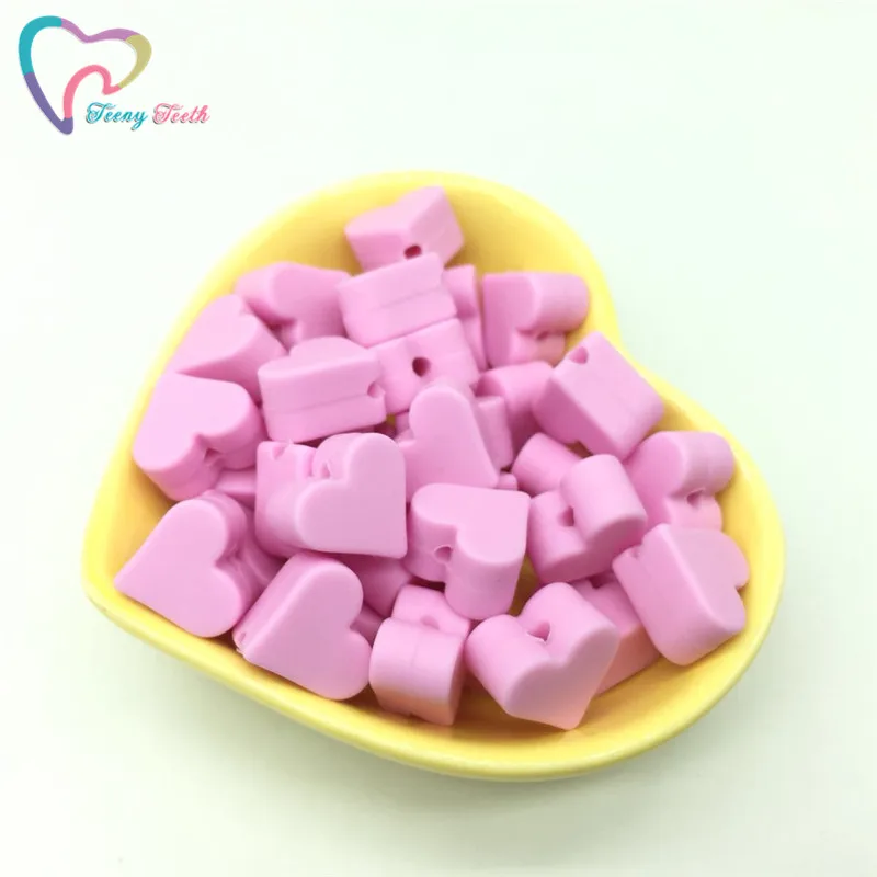 

20 PCS Pale Pink Food Grade Mini Heart Silicone Loose Beads Non-toxic Silicone Star Shape Beads Teething Baby Chew Heart Beads