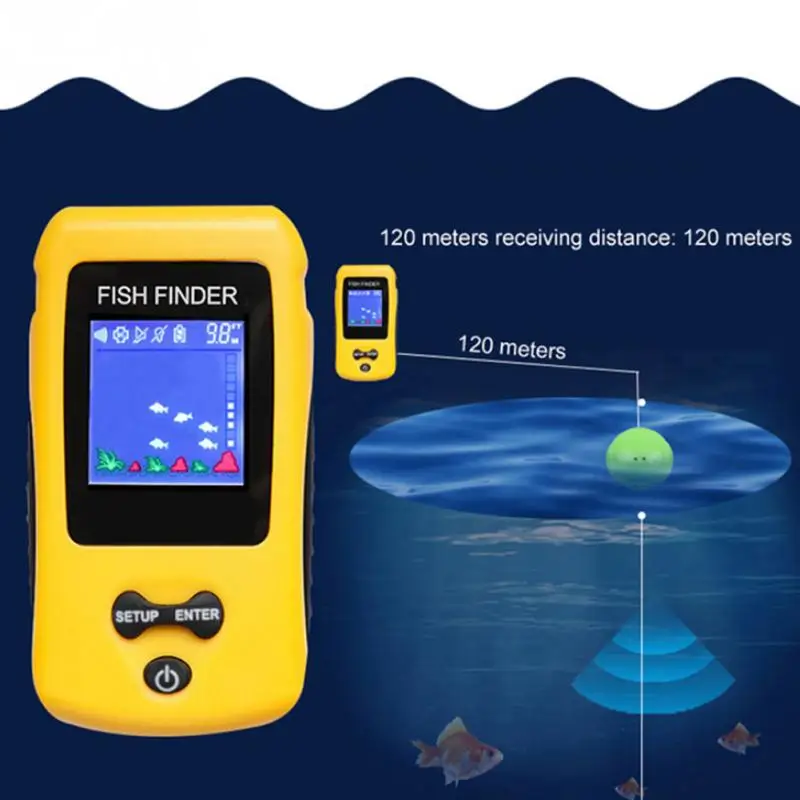

1PC Portable Wireless Sonar Sensor Rechargeable Smart Fishfinder Wireless Handheld LCD Display Sensor Fishing Tackle