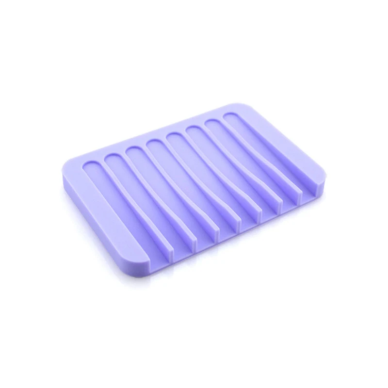 Reusable Eco-friendly Silicone Bathroom Soap Dish Plate Holder Tray Storage Case can CSV - Цвет: Purple
