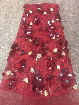 

Latest Popular Designs 3 D Sequins Lace Fabric 5 Yards African Lace Fabric High Quality indian silk George lace fabric Red Gold