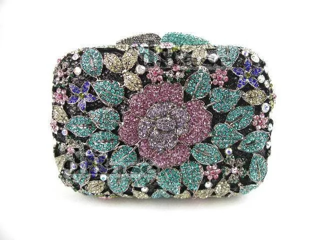 

8220 colorC Crystal Wedding Bridal Party Night hollow Metal Evening purse clutch bag handbag case