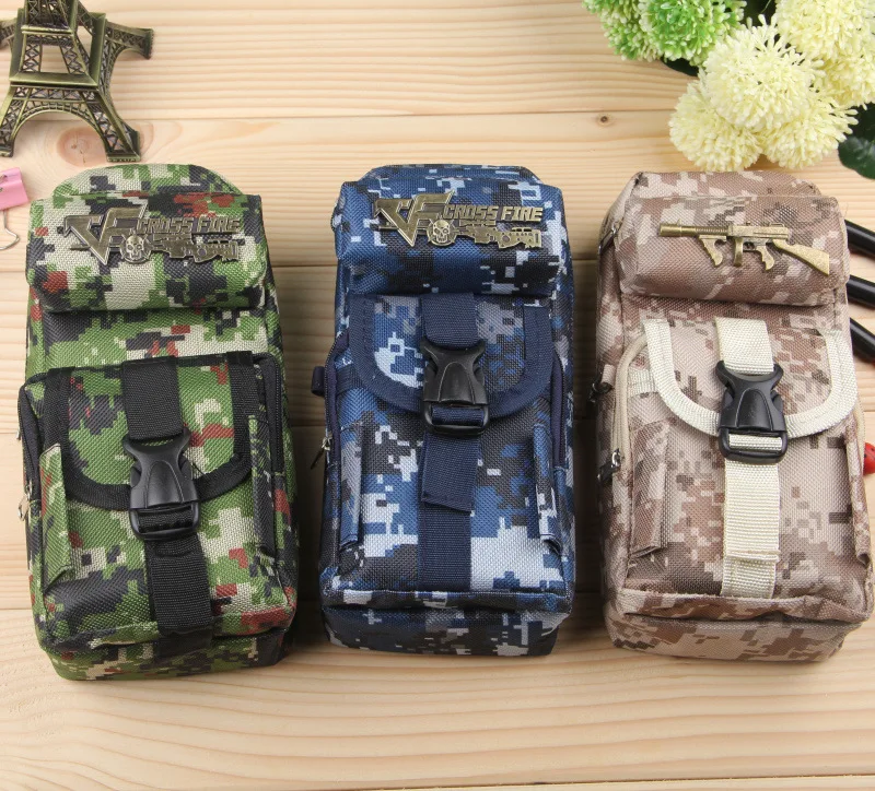 

boy large capacity camouflage pencil bag case Oxford fabric cross fire pencil pouch pen sack school kids gifts prizes S18147