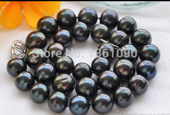 

N466 10-11MM tahitian blackpearl necklace NEW