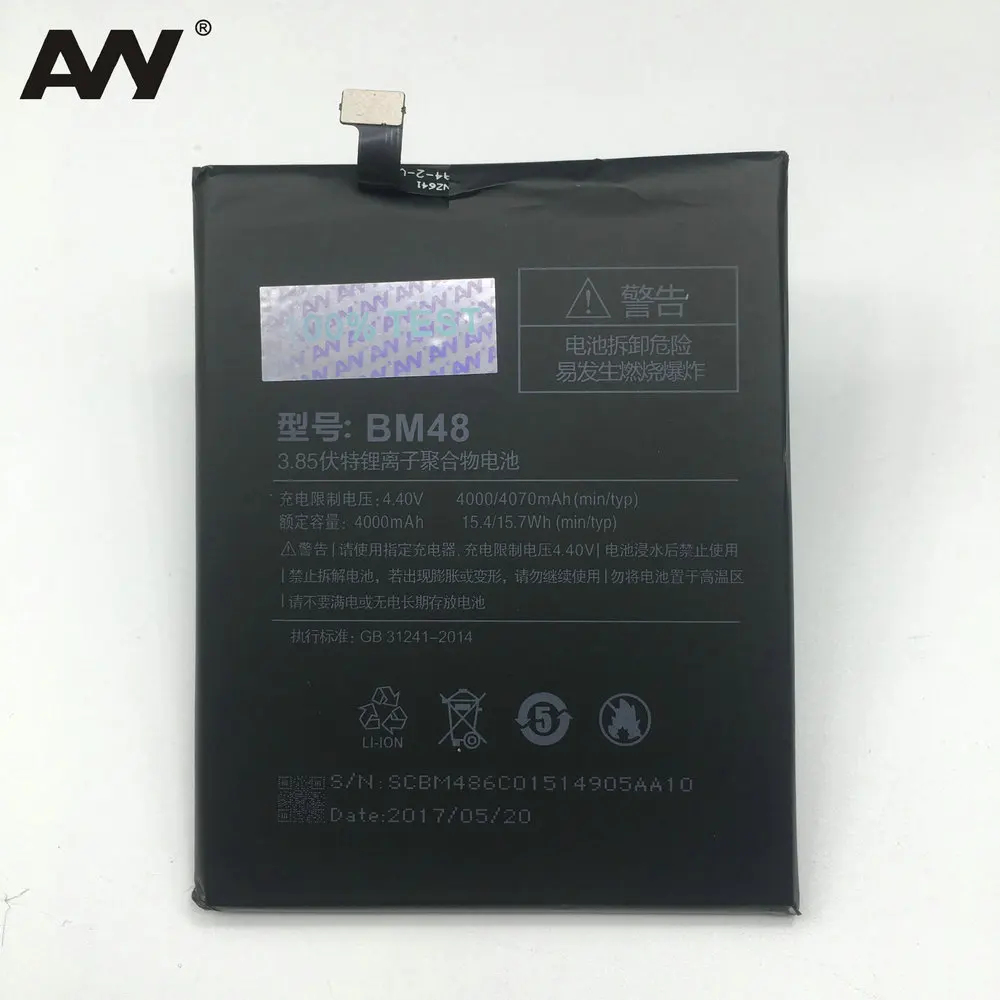 

Battery BM48 For Xiaomi Mi Note 2 Note2 Mobile Phone Replacement Rechargeable Batteries 4000mAh 4070mAh Accumulator Bateria