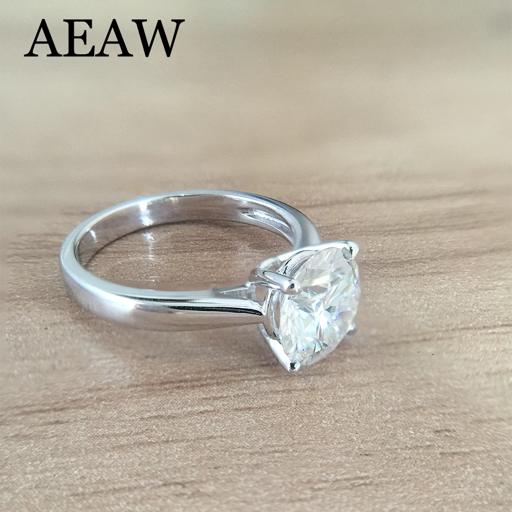 Серебряное кольцо с платиновым покрытием DF 1 0ct 6 5 мм круглое ограненное Moissanite