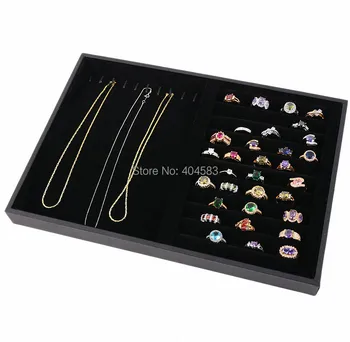 

5pcs/lot Black velvet Multi Functional Jewelry Storage Holding Tray for Rings Necklace